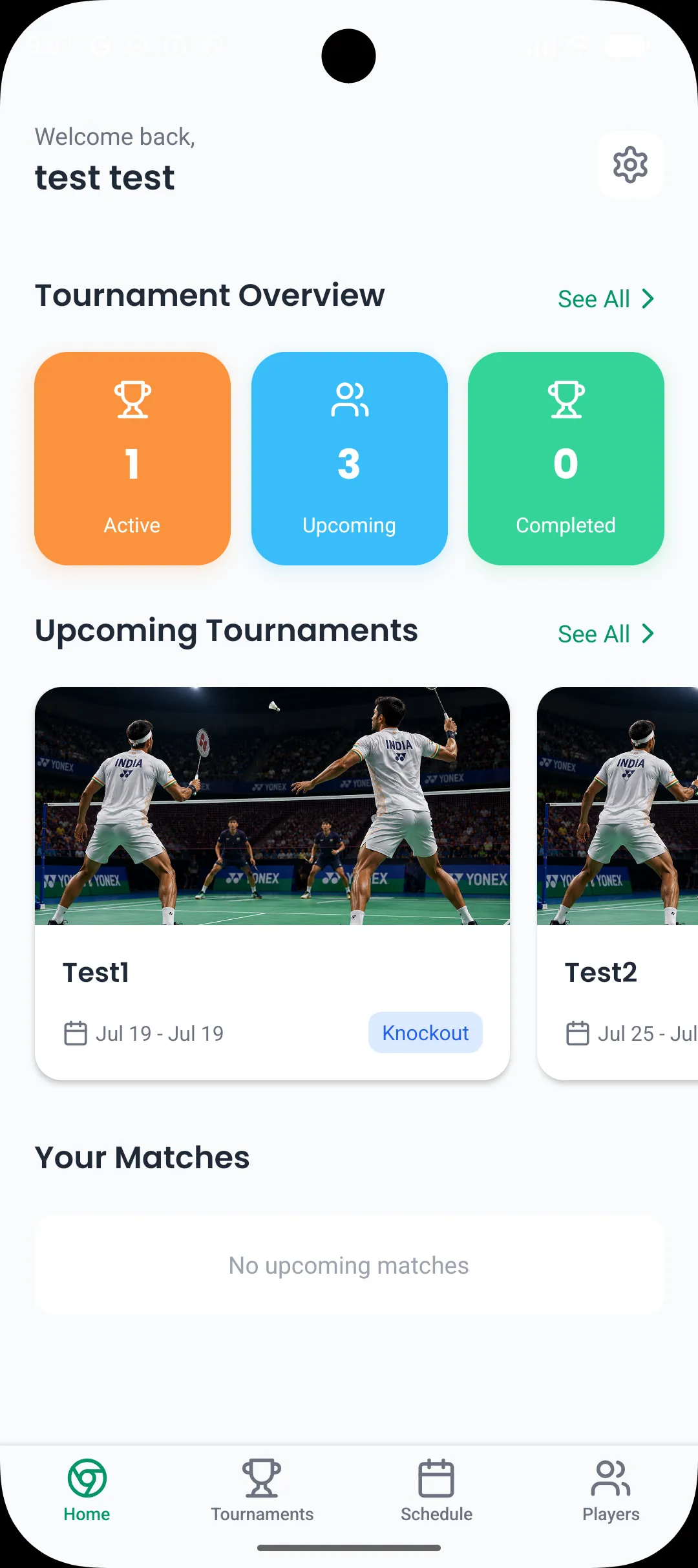 Badminton Tournament League app screenshot